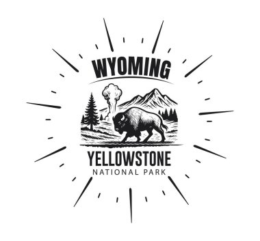 Yellowstone Ulusal Park Vektör İllüstrasyonu