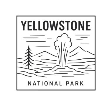 Yellowstone Ulusal Park Vektör İllüstrasyonu