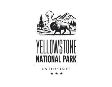 Yellowstone Ulusal Park Vektör İllüstrasyonu