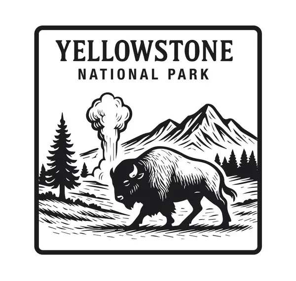 Yellowstone Ulusal Park Vektör İllüstrasyonu