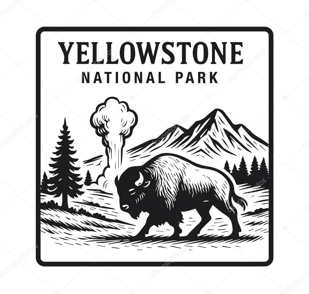 Yellowstone national park vector illustration