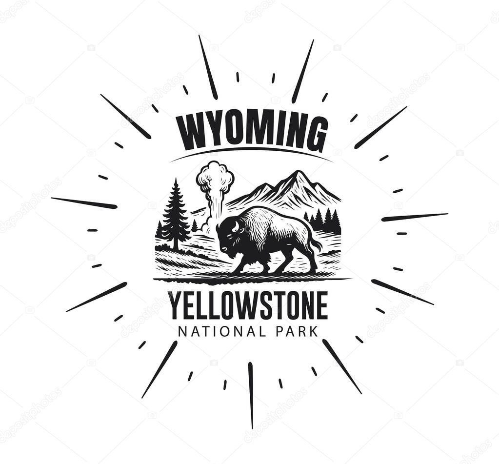Yellowstone national park vector illustration