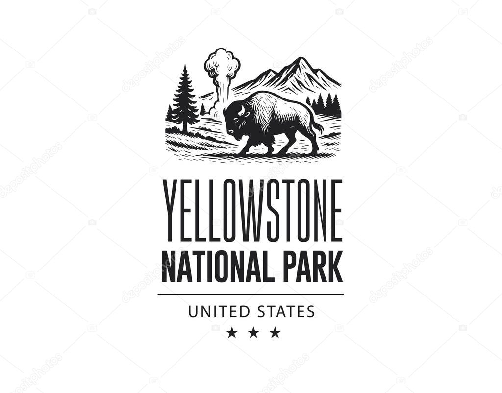 Yellowstone national park vector illustration