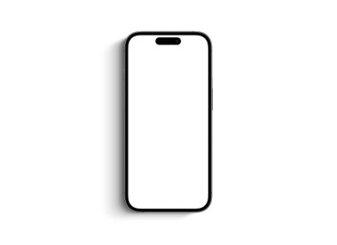 Mockup akıllı telefon iPhone 14 Pro Max beyaz arka planda beyaz ekran üst görüntüsü var. Apple çok uluslu bir teknoloji şirketidir. Batum, Gürcistan - 3 Ekim 2022