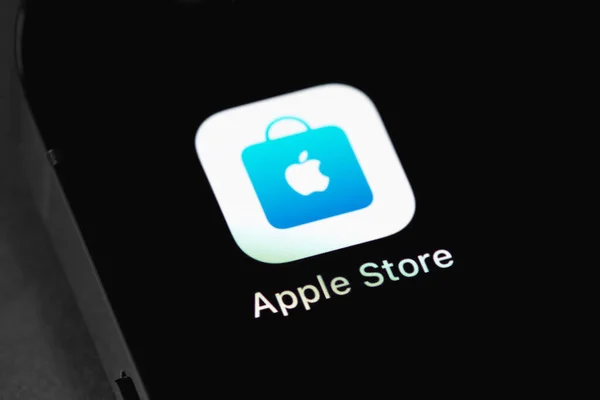 Apple Store Ikon Aplikasi Seluler Pada Layar Iphone Smartphone Closeup — Stok Foto