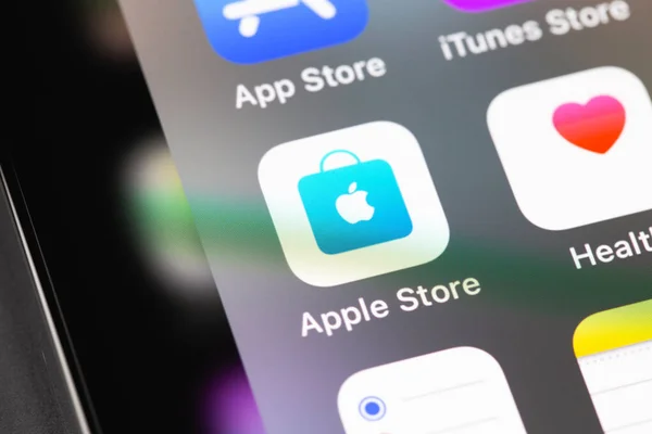 Apple Store Appstore Itunes Ícones Aplicativos Móveis Tela Iphone Smartphone — Fotografia de Stock