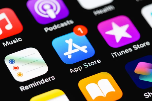 Appstore Itunes Apple Music Podcasts Aplikacje Mobilne Ikony Ekranie Iphone — Zdjęcie stockowe