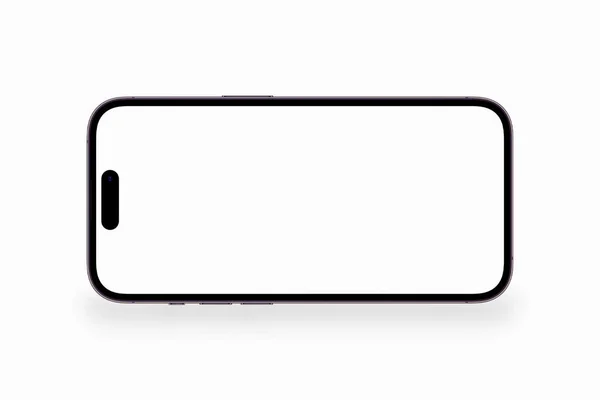 模拟水平智能手机Iphone Pro Max与白色屏幕 空显示在白色背景 苹果是一家跨国技术公司 格鲁吉亚巴统 2022年10月3日 — 图库照片