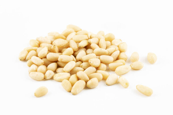 pine nuts isolated on a white background, cedar pine nut