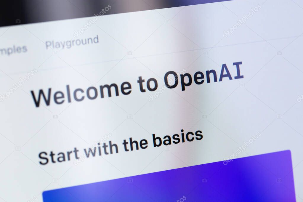 OpenAI website on the screen notebook. OpenAI OpenAI is an American company that develops and licenses technologies based on machine learning. Batumi, Georgia - February 3, 2023