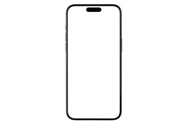 Akıllı telefon modeli iPhone 15 Pro Max beyaz arka planda beyaz ekran ile izole edilmiş, üst görünüm. Apple çok uluslu bir teknoloji şirketidir. Batum, Gürcistan - 28 Ekim 2023