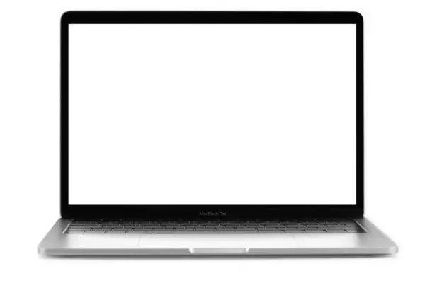 Notebook Attrappe Macbook Pro Mit Weißem Bildschirm Batumi Georgien April — Stockfoto