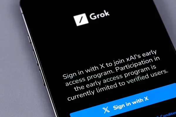 Xai Grok Chatbot Logo Screen Closeup Smartphone Grok Grok Xai Stock Picture