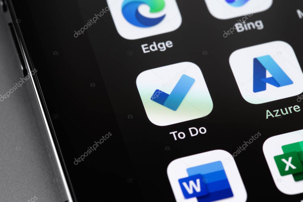 Microsoft To Do mobile app on the screen smartphone iPhone closeup. Microsoft To Do is a task management app. Batumi, Georgia - April 24, 2023
