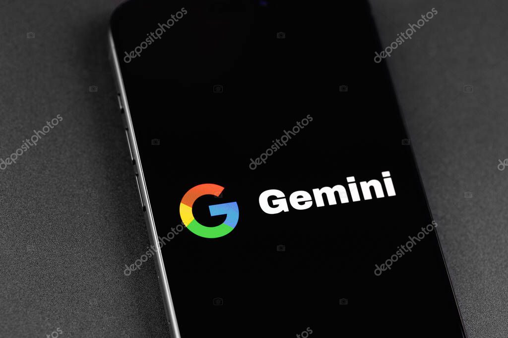 Google Gemini AI logo. Google announced Gemini, a large language model (LLM) developed by subsidiary Google DeepMind. Batumi, Georgia - November 9, 2023