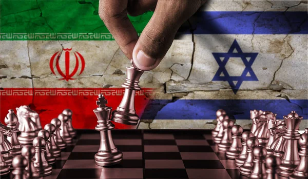 Izrael Íránská Vlajková Koncepce Šachovnici Politické Napětí Mezi Íránem Izraelem Stock Fotografie