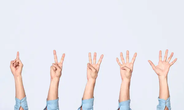 stock image Hands counting countdown, arms counting the numbers, hand fingers counting one to five, numbers countdown