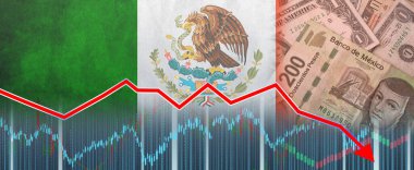 Ekonomik grafikteki Meksika finansal krizi, ekonomik çöküş. Meksika ekonomik kriz grafiği, mali kriz