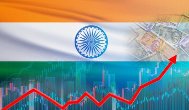 Finansal grafikte Hindistan ekonomisinin büyümesi. Hindistan finansal büyüme kavramı, ekonomik düzelme