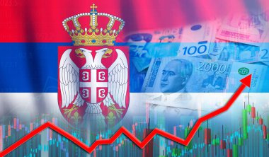 Sırbistan 'ın ekonomik büyümesi finans grafiğinde. Sırbistan 'ın mali büyüme kavramı ve ekonomik düzelme