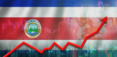 Costa rica economy growth on financial chart. Costa Rica flag on financial growth graph clipart