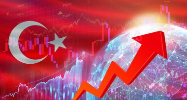 Türkiye bayrağıyla küresel mali büyüme. Ekonomik arkaplanda Türkiye ile mali büyüme