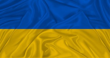 Kumaş desenli Ukrayna bayrağı. Ukrayna 'nın gerçekçi bayrağı