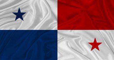 Kumaş desenli Panama bayrağı. Panama 'nın gerçekçi bayrağı dalgalanıyor