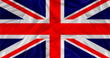 Kumaş desenli İngiliz bayrağı. Gerçekçi İngiliz bayrağı dalgalanıyor