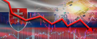 Ekonomik grafikte Slovakya finansal krizi. Slovakya 'nın ekonomik piyasada mali çöküşü