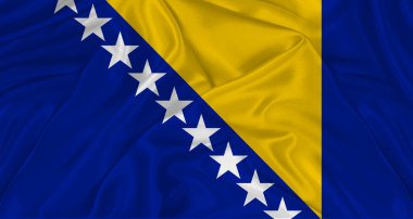 Kumaş desenli Bosna bayrağı. Bosna bayrağının dalgalanmasını kapat