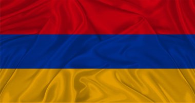 Kumaş desenli Ermenistan bayrağı. Ermenistan bayrağının dalgalanmasını kapat