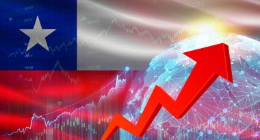 Şili bayrağı ile küresel finansal büyüme. Ekonomik arkaplanda Şili bayrağıyla mali büyüme
