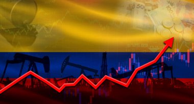 Kolombiya bayraklı yağ pompaları. Kolombiya bayrağı ve petrol endüstrisi ile petrol üretimi