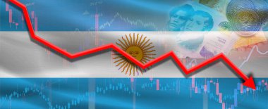 Ekonomik grafikte Arjantin 'deki finansal kriz. Arjantin 'in ekonomik çöküşü