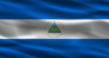 Kumaş desenli Nikaragua bayrağı. Nikaragua 'nın gerçekçi bayrağı