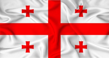 Gerçekçi Georgia bayrağı dalgalanıyor. Gürcistan bayrağını kumaş desenli kapat