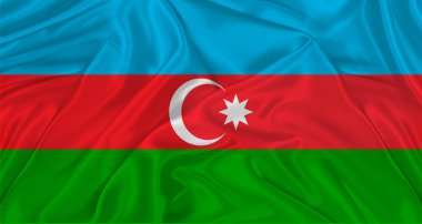 Kumaş desenli Azerbaycan bayrağı. Azerbaycan bayrağını dalgalandırın.