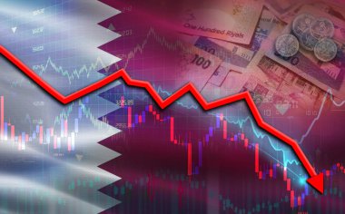 Katar ekonomi piyasasında finansal çöküş yaşıyor. Ekonomik grafik üzerine Katar mali krizi