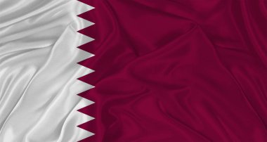 Kumaş desenli Katar bayrağı. Katar bayrağının dalgalanmasını kapat