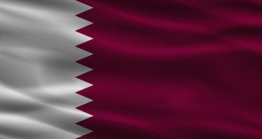 Kumaş desenli Katar bayrağı. Katar 'ın gerçekçi bayrağı dalgalanıyor