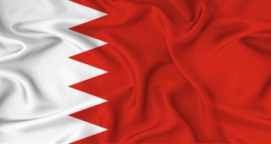 Gerçekçi Bahreyn bayrağı dalgalanıyor. Kumaş desenli Bahreyn bayrağını kapat
