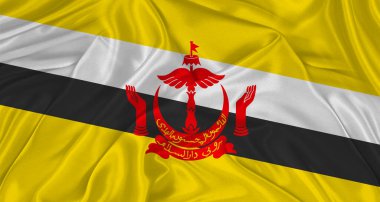 Kumaş desenli Brunei bayrağı. Brunei bayrağını dalgalandırın.