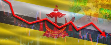 Ekonomik grafikte Brunei finansal krizi. Brunei 'nin ekonomik piyasada mali çöküşü