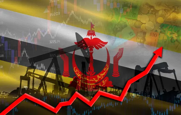 Brunei bayrağıyla petrol üretimi, petrol endüstrisi. Brunei bayrağıyla yağ pompaları