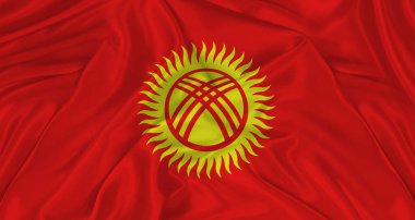 Kırgızistan bayrağı, kumaş desenli. Kırgızistan bayrağının dalgalanmasını kapat