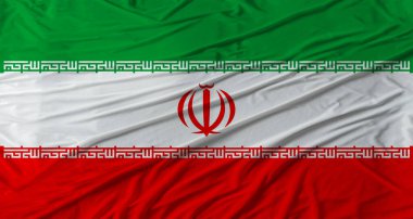 İran bayrağını dalgalandırın. Kumaş desenli İran bayrağı