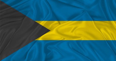 Kumaş desenli Bahamalar bayrağı. Bahamalar 'ın bayrağını dalgalandır