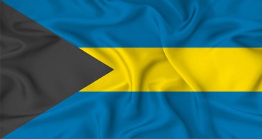 Gerçekçi Bahamalar bayrağı sallıyor. Bahamaların bayrağını kumaş desenli kapat