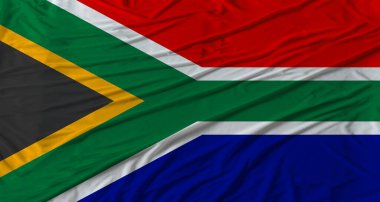 South African flag waving. Flag of South Africa with cloth texture